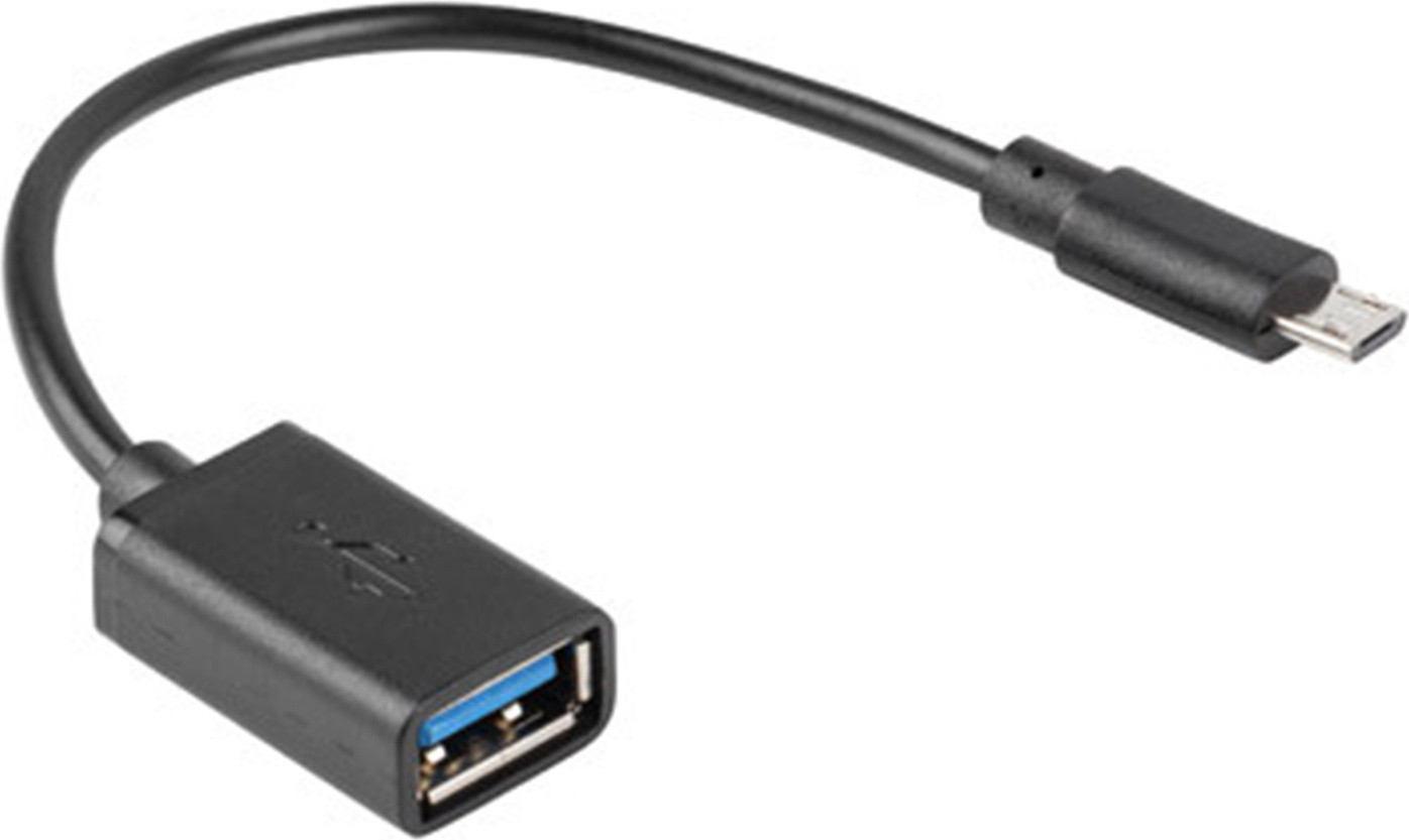 Lanberg OTG USB micro naar USB-A 2.0 adapter, zwart, 15 cm