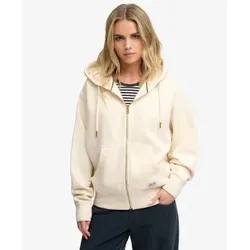 Superdry für Damen. W2012743A Kapuzenjacke Luxe mit Reißverschluss in Gebrochenem Weiß (M), Lässig, Polyester