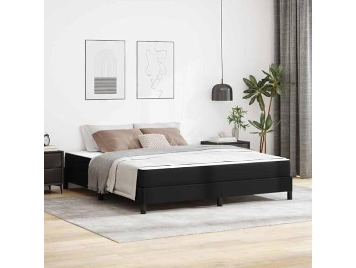 Komfort Bettgestell mit Polsterstoff Schlafzimmer Multi Zone Modell Schwarz Bettrahmen mit Matratze Schwarz 180 x 200 cm Stoff Boxspringbett mit Lattenrost und Taschenfederkern Komfort Matratze