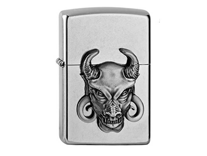 Zippo Stormaansteker, Devil, mini-embleem 3D Attached, Street Chrome, navulbaar, in hoogwaardige geschenkdoos