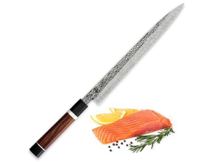 Wakoli Seishin Sashimi-Messer, 28,5 cm Klinge aus 110 Lagen Volldamaststahl Wüsteneisenholz-G10-Griff, 15°, 60±1 HRC; für Sushi, Sashimi, Fisch- und Fleischfilets; mit Geschenkbox.