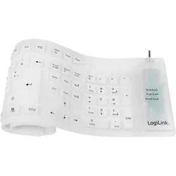 LOGILINK ID0018A - Tastatur, USB + PS/2, flexibel, weiß