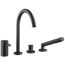 Dornbracht META Wannen-Vierlochbatterie Schwarz matt, Ausladung 221 mm, Armaturenhöhe 319 mm, Bohrungsdurchmesser 35 mm