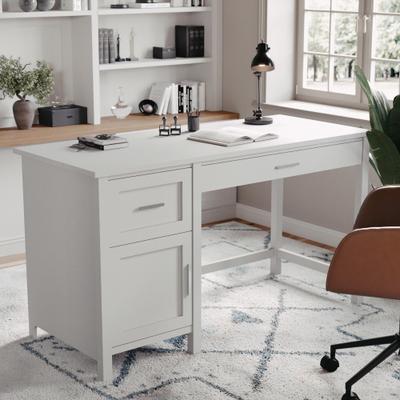 Martha Stewart Shaker Style Wood Home Office Desk with Storage Cabinet and 2 Drawers