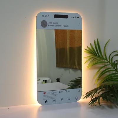 Fusion Finds Personalized LED Mirror Sign Custom Selfie Frame Social Media Wall Decor decorative Mirror
