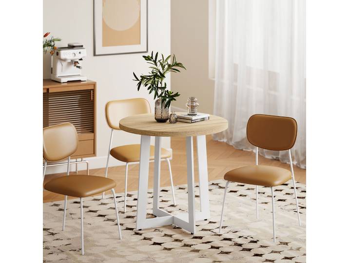 HOMCOM Table à Manger Ronde 4 Pers. Effet Bois