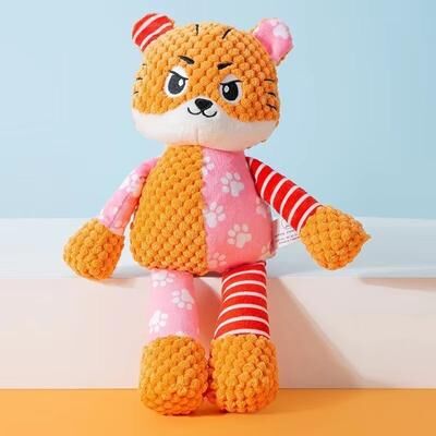 Inspired Finds Interactive Bite Resistant Plush Pet Toy Squeaky Puzzle For Dogs And Cats tiger