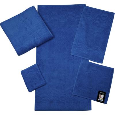 Waschhandschuh ROSS "Cashmere feeling", blau (ozean), B:16cm L:22cm, Frottier, Baumwolle, Handtücher, mit Wellen-Bordüre