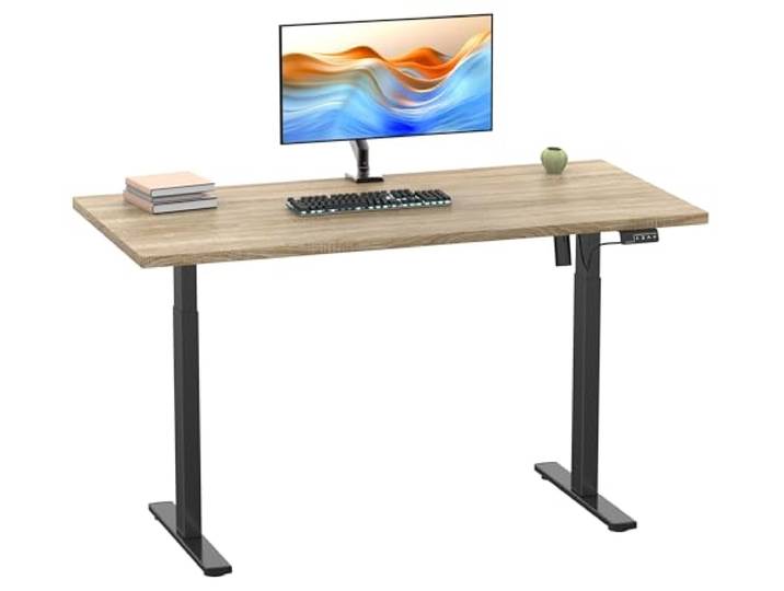 VCM Schreibtisch Schwarz/Sonoma-Eiche 140x50x71-120 cm Steh-Sitz-Tisch Elektrisch stufenlos verstellbar - Steharbeitsplatz im Büro oder Homeoffice - ergonomisches Arbeiten - Holzwerkstoff