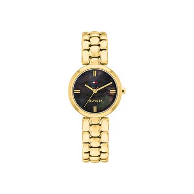 Quarzuhr TOMMY HILFIGER "ANNIE", gold (goldfarben, schwarz, schwarz), Armbanduhren, Damen, goldfarben, Quarzuhr, Armbanduhr, Damenuhr, Edelstahlarmband, analog
