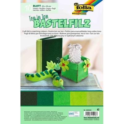 Folia Bastelfilz TON IN TON MIX, 150g/m², 20x30cm, 10 Blatt, grün