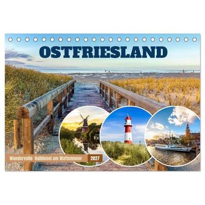 OSTFRIESLAND Wundervolle Halbinsel am Wattenmeer (Tischkalender 2027 DIN A5 quer), CALVENDO Monatskalender