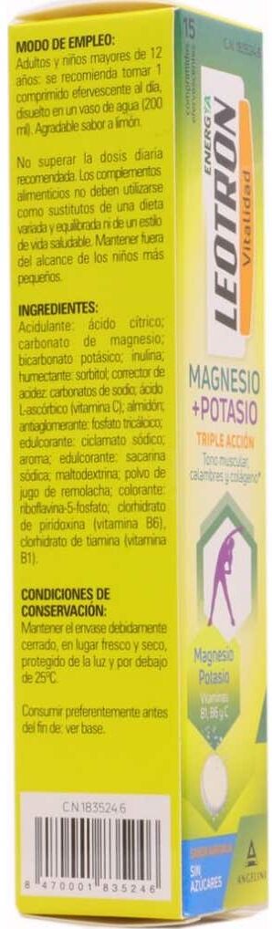 LEOTRON Magnesio+potasio 15 Comp. Eferve.