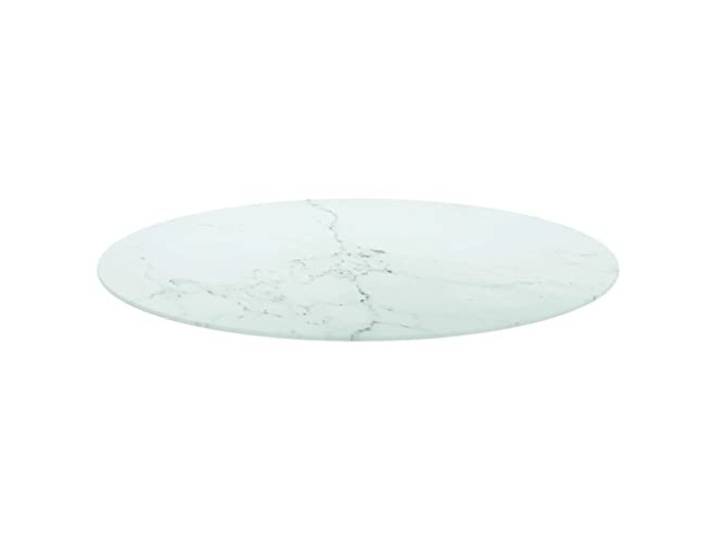 KLGBNCVE Hartglas Tischplatte Weiß Ø80 cm Marmoroptik, für Esstisch, Couchtisch, Beistelltisch, Kratzfest, Leicht zu Reinigen