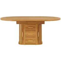 OKWISH Ausziehtisch aus MDF in Walnuss, 118-158x118x77 cm, gewerblich geeignet, für Lounge, Empfang und Büro, mit klapp- und hebbarem Stauraum