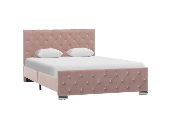 Lit Chambre 120x200cm HOME Structure de lit Rose Tissu 120x200 cm Contemporain - EU87289