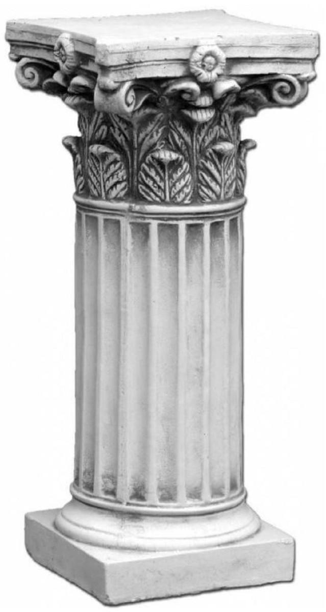 Casa Padrino Barock Säule Grau H. 46 cm - Prunkvolle Gartensäule im Barockstil - Gartendeko Stein Säule - Barock Garten & Terrassen Deko Accessoires