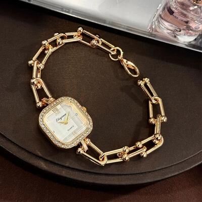 Uplift Essentials Luxury Multi Faceted Square Bracelet Watch Creative Mid Century Minimalist High End Timepiece For Women ivory