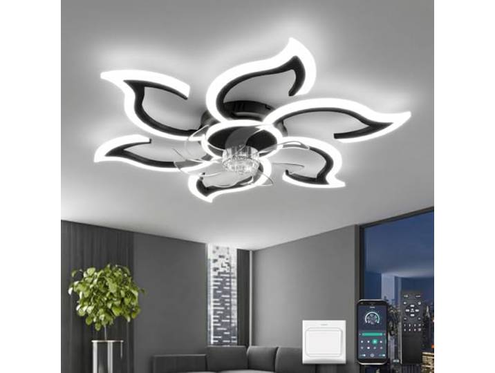 YOLEDY Plafonnier Ventilateur Design\, 88cm Ventilo Plafond avec Lumière
