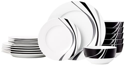 Amazon Basics Servies Wirbel voor 6 personen, 18 stuks
