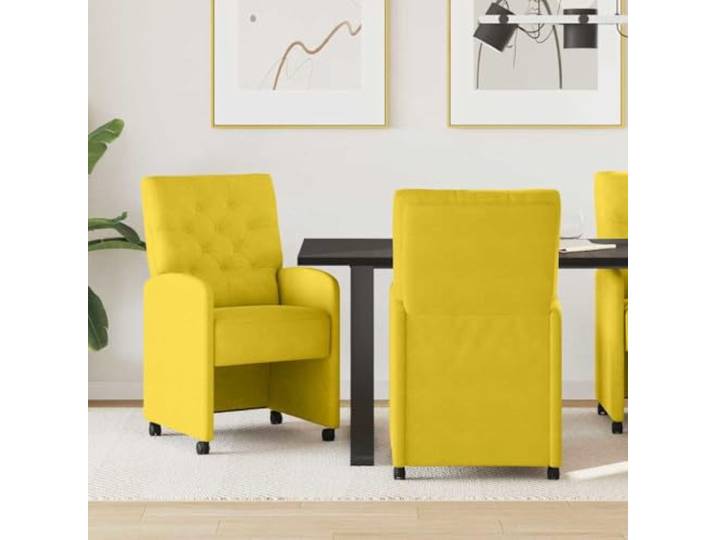 KTHLBRH Esszimmerstühle mit Rollen 2 STK. Samt Gelb 58 x 67 x 97 cm Samtbezug, Metall-Sperrholzrahmen, Rollen für Flexibilität, ergonomische Rückenlehne, modernes Design