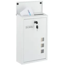 Relaxdays Briefkasten Hochformat Weiß,Silber,Transparent