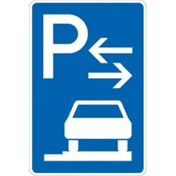 Verkehrsschild VZ315-68, Parken ganz auf Gehwegen rechts (Mitte), Alu, RA1, 420x630 mm