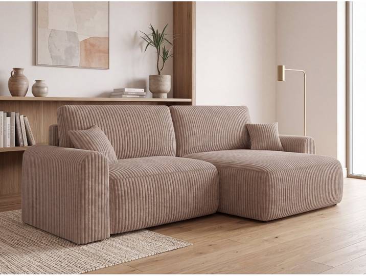 ANGEBOT Ausziehbares, beidseitig nutzbares Ecksofa NORDEN TILIA 250x140 cm, hellbraun II. Wahl