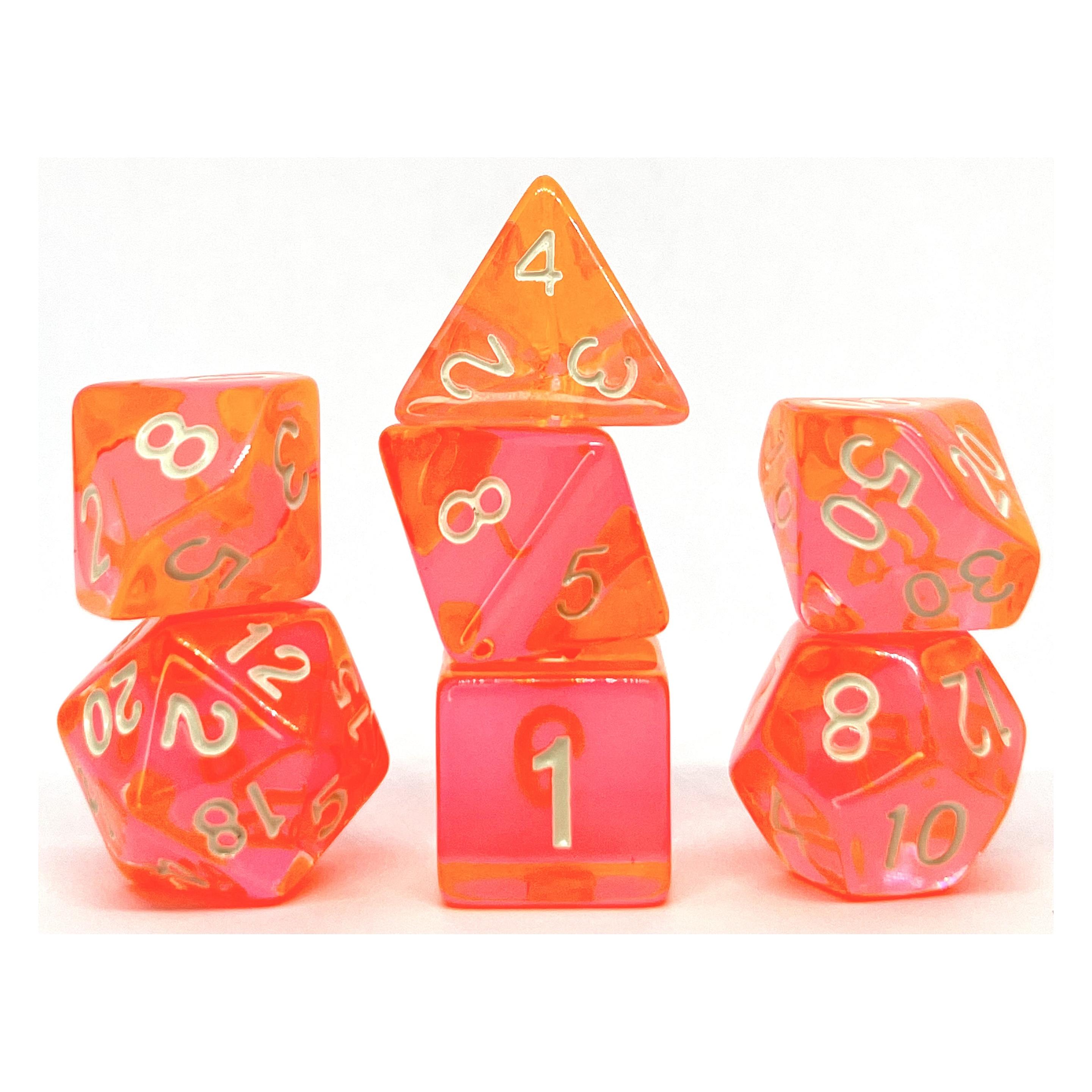 Dice4friends Würfelset Transparent: Coral (7) (DIC09129)