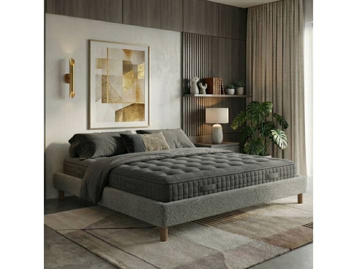 Lit Adulte 180x200 Cm Bouclette Gris