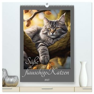 Süße flauschige Katzen (hochwertiger Premium Wandkalender 2027 DIN A2 hoch), Kunstdruck in Hochglanz