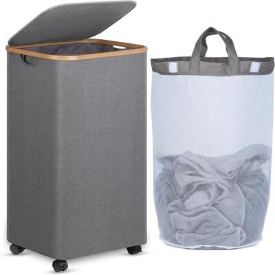 No "Laundry Hamper with Wheels Rolling Laundry Basket - 17.3""L x 13""W x 29.5""H"