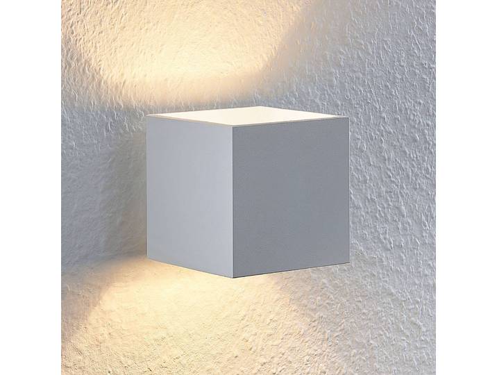 Wandleuchte Mirza Lindby, dimmbar, weiß / opal, für Wohn- / Esszimmer, Aluminium, Modern