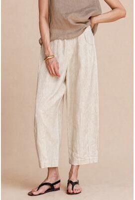 LightInthebox Women's 100% Linen Vacation Basic Ankle-Length Mid Waist Plain Breathable Inelastic Daily Flaxen gray-green White Spring Loose Fit