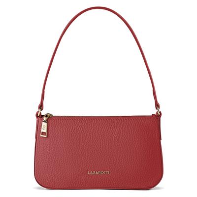 Schultertasche LAZAROTTI "Bologna Leather Pochette Schultertasche Leder 22 cm", Damen, Gr. B/H/T: 4cm x 12cm, rot, Leder, Taschen Schultertasche