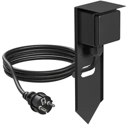 ledscom.de Garten Steckdosensäule PIWI Erdspieß, IP44, 1-fach, Edelstahl, schwarz, für Garten, Terrasse und Außenbereich geeignet
