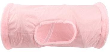 Daily Deals Depot Collapsible Cat Winter Suede Tunnel Interactive 2 Way & 3 Way Play Chase Hide Tunnel For Puppy, Rabbit & Kitten short Tunnel Pink