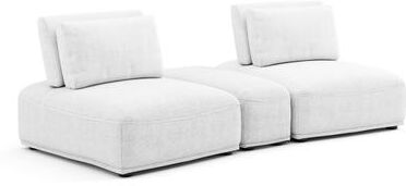 Furniture of America Lyndon 3-Piece Modular FSC & OEKO TEX Curved Loveseat Sofa with Wedge Ottoman