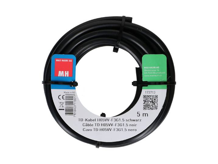 Max Hauri AG TD-Kabel H05Vv-F3G1.5 5m schwarz