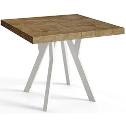 QUADRATISCHER Esstisch ausziehbar – Moderner Wohnzimmertisch und Küchentisch – Tisch mit Holzbeinen, Durchmesser 110 - 210 cm - Farbe Lefkas
