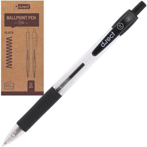 D.RECT Kugelschreiber 294, Gehäuse transparent, Schreibfarbe schwarz, 12 Stück