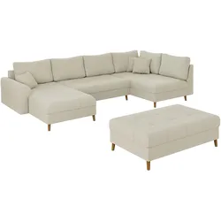 WOHNLANDSCHAFT inkl. Hocker Alma Beige Cord