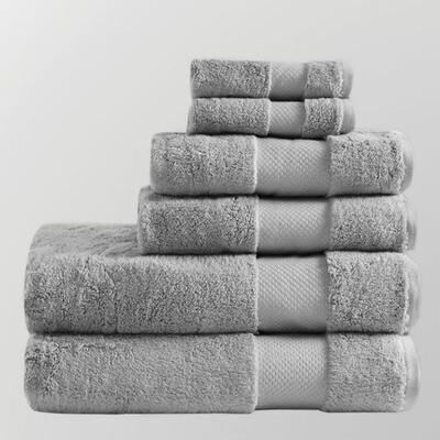 Jla Home/Bed Turkish Cotton Bath Towel Set Six Piece Set, Six Piece Set, Gray