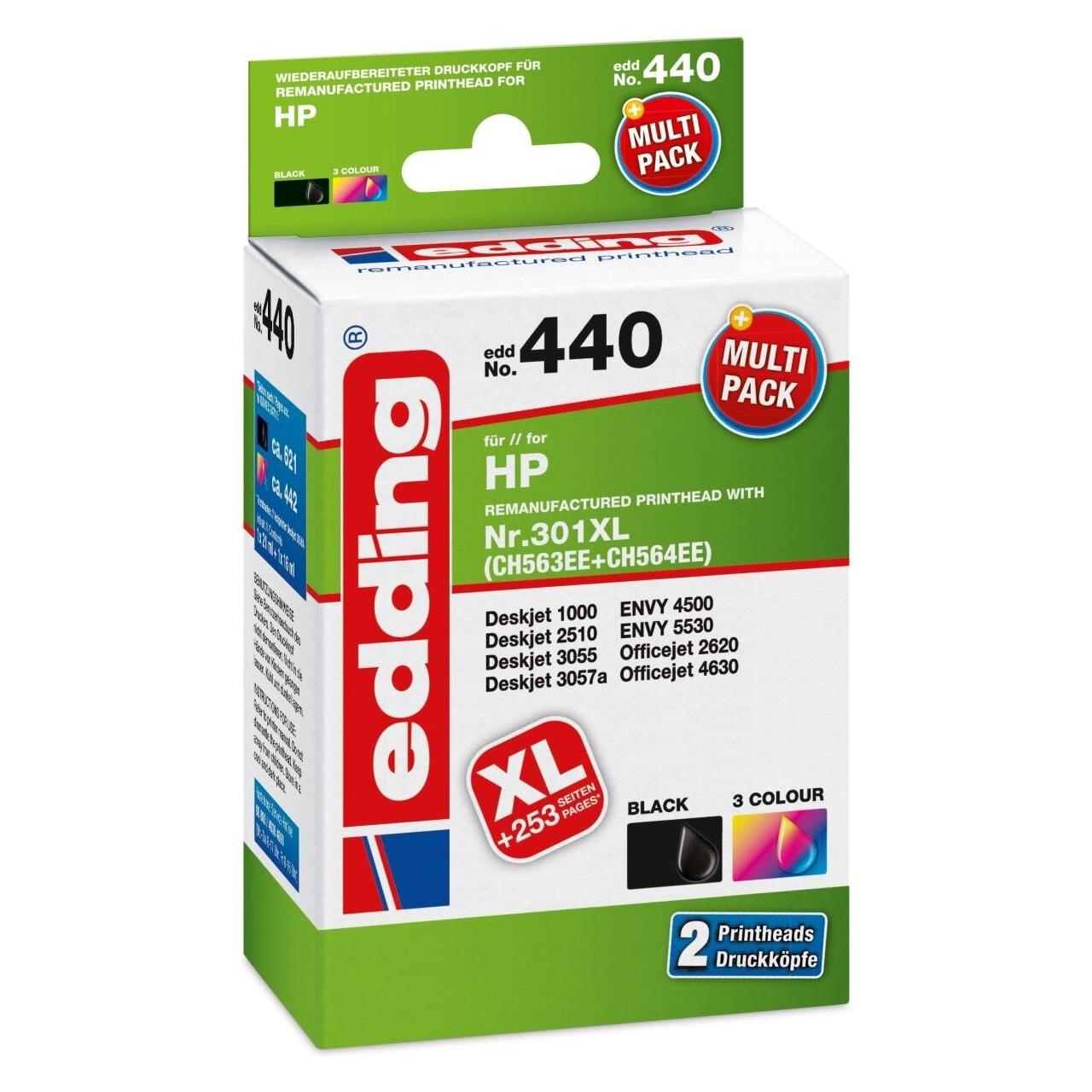 Edding Druckerpatronen Kombi-Pack ersetzt 301, 301XL (BK) (EDD-440)