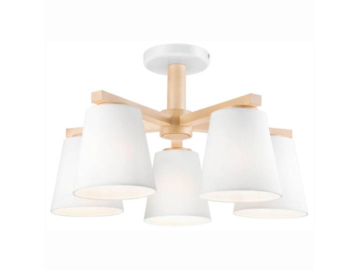Hängeleuchte Ellie, Weiß Hochglanz, Holz, Metall, Eiche, Europäischer Sicherheitsstandard, Made in Europe, Lampen & Leuchten, Innenbeleuchtung, Hängeleuchten, Pendelleuchten