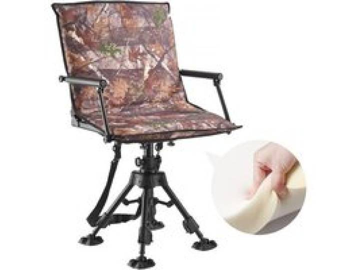 VEVOR Faltstuhl Campingstuhl Anglerstuhl mit Armlehnen, höhenverstellbarer Klappstuhl Gartenstuhl (158 kg belastbar) 360° geräuschlos drehbar, 420-625 mm (Sitzhöhe) für Picknick Garten Outdoor