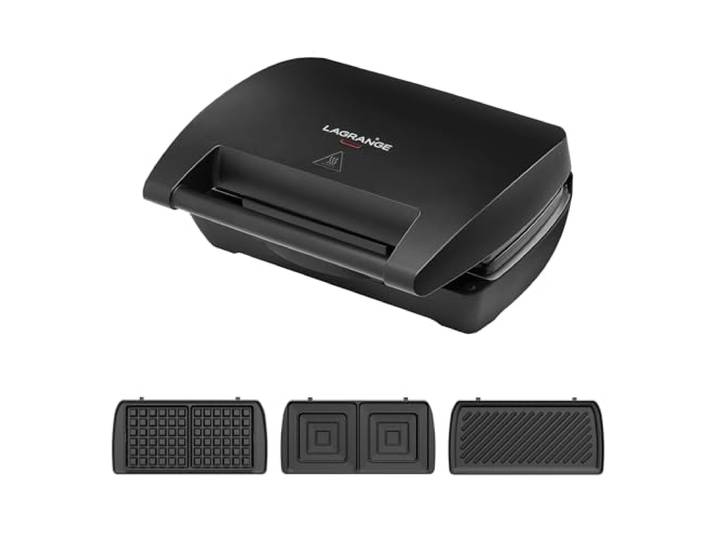 LAGRANGE\, Gaufrier Mini Maxi\, 3 en 1\, 028662\, 900W Jeux de plaques Gaufres\, Paninis & Croques Monsieur XXL
