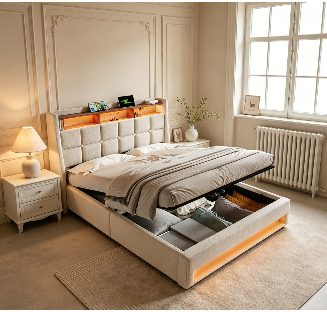 Brayden Studio Bed Beige Super King (6')