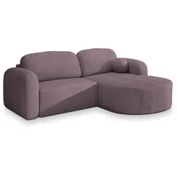 ECKSOFA AMILIA P R-S Lila Kordstoff mit Schlaffunktion