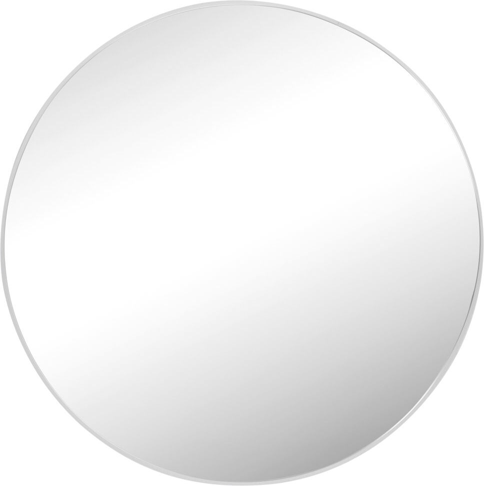 Hykkon Jessica Round Metal Accent Wall Mirror Silver 80cm H x 80cm W x 3.8cm D